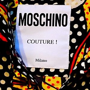Couture dress MOSCHINO couture MILANO! Polka dot Chain Jewel black silk Sz 4/6 S